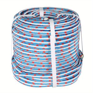 1/ 2Inch x 150FT Arborist Tree Rope, 16 Strand Braided Polyester Rope, High Strength Tree Rigging Rope for Halyard, Sailboat Weathered Line, Tree Work, Swings Rope, Blue White & Red