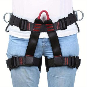 Heavy-Duty Large Climbing Harness - Durable Safety Belt for Rock Climbing, Caving, Rappelling & Outdoor Adventures - Black Spandex Material