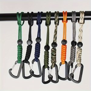 3/ 6pcs Heavy-Duty Canvas Paracord Carabiner Hooks - Durable Backpack Hanging Buckles for Outdoor Mountaineering and Camping - Random Color, Easy-to-Use, Quick-Release Design, and Rugged Construction for Secure Gear Attachment