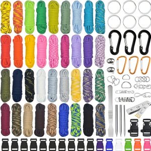 Multi-Color Nylon DIY Cord Bracelet Kit, 110lb Tensile Strength, Multi-Functional Rope Set with Buckle and Sewing Needle, Outdoor Leisure Accessories, Paracord for Sports & Camping