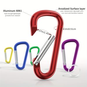 10pcs/20pcs Aluminum Alloy Climbing Buckle, D-shaped No. 5 Outdoor Buckle, Spring Hook LED Light Buckle, Not Easy to Rust, Durable, Suitable for Climbing, Hiking, Cycling, Camping