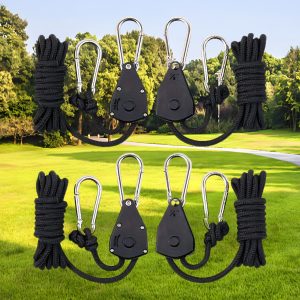 4 pcs adjustable camping wind rope pulley belt buckles, used for outdoor tents, sunshades, and transportation tying