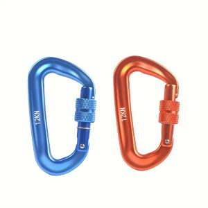 2 Pieces Of 12KN Aluminum Automatic Locking Spring Buckles, Suitable For Various Purposes Such As Outdoor Hiking, Camping, And Travel.