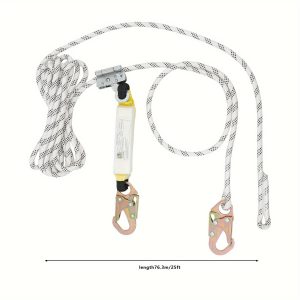 Climbing Rope, Fall Protection Safety Rope, 25ft Vertical Tree Stand Safety Rope Line Kit Safety Harness For Roofing Work With Alloy Steel Rope Grab