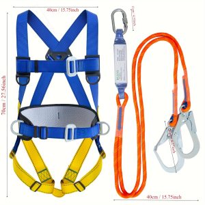 Safety Harness Fall Protection Kit: Full Body Roofing harnesses with Shock Absorbing Lanyard - Updated Comfortable Waist Pad