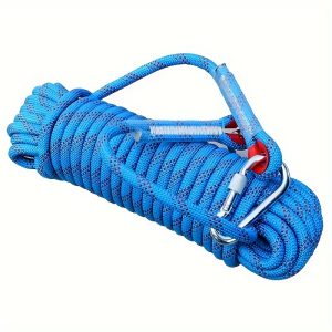 1pc High-Strength 10mm/12mm Nylon Climbing Rope with Carabiner, 1200kg Tensile Strength for Rock Climbing, Rappelling, and Rescue