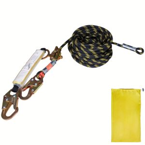 VEVOR Vertical Lifeline Assembly, 0.55'' X 100' Fall Protection Rope With 30 KN Breaking Tension, Polyester Roofing Rope With Steel Snap Hooks, Rope Grab, And Shock Absorber, ANSI Compliant